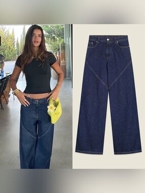 Attire The Studio Cambridge Boyfriend Wide Leg Jeans Indigo Size 42 EUC